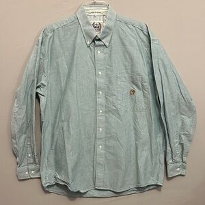 Cinch Men's Large Light Teal Blue Casual Button-Down Shirt